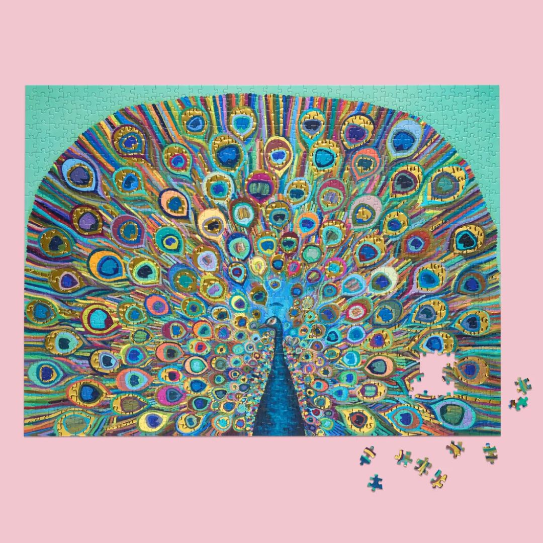WerkShoppe Jigsaw Puzzle 1000 Piece - Peacock Gold Foil