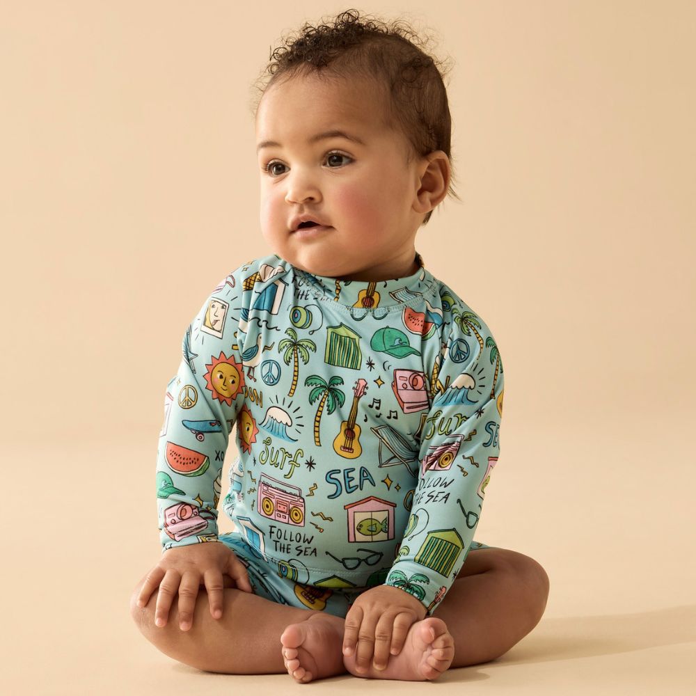 Wilson & Frenchy 2PC Rashie Swim Set - Sun Surf & Sea