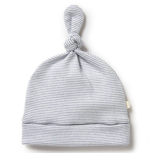 Wilson & Frenchy Organic Stripe Rib Knot Hat - Rain Drop