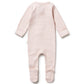 Wilson & Frenchy  Organic Stripe Rib Zipsuit with Feet - Cantaloupe