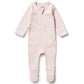 Wilson & Frenchy  Organic Stripe Rib Zipsuit with Feet - Cantaloupe