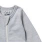 Wilson & Frenchy Organic Stripe Rib Zipsuit with Feet - Rain Drop