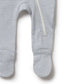 Wilson & Frenchy Organic Stripe Rib Zipsuit with Feet - Rain Drop