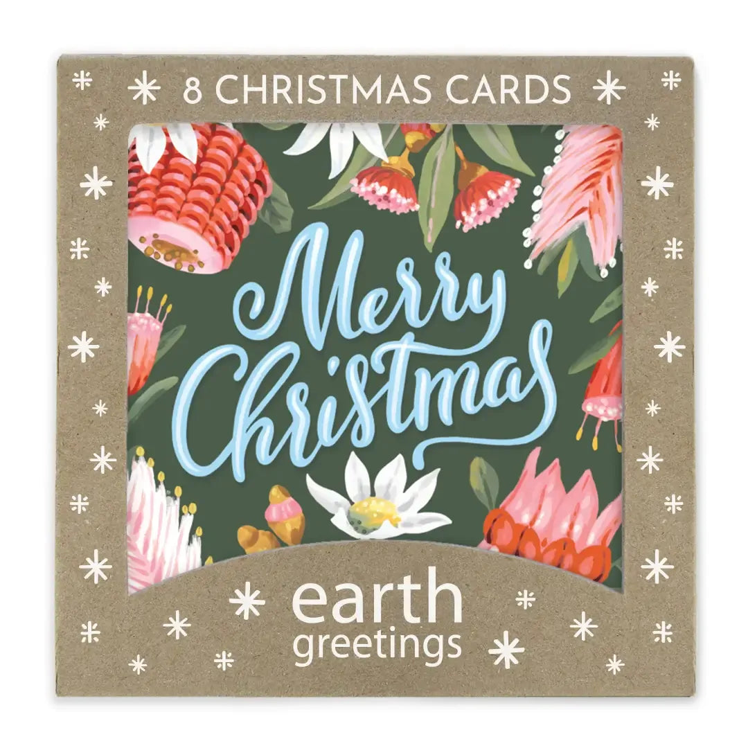 Earth Greetings Square Boxed Christmas Cards 8pk - Christmas Garland