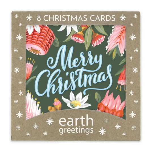 Earth Greetings Square Boxed Christmas Cards 8pk - Christmas Garland