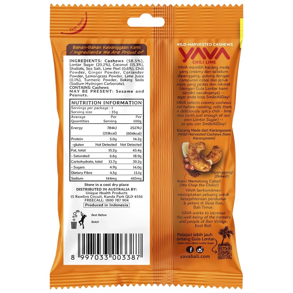 Yava Wild-Harvested Cashews Chili Lime 35g