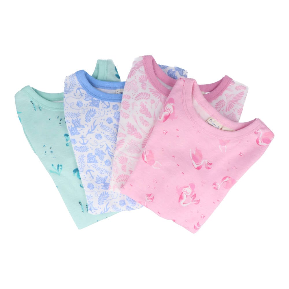 Children's Organic Cotton Short Pyjama Set - Seahorses Teal