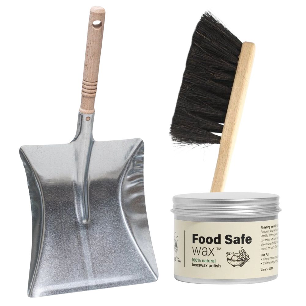 Plastic Free Dust Pan & Brush & Wood Protection Wax