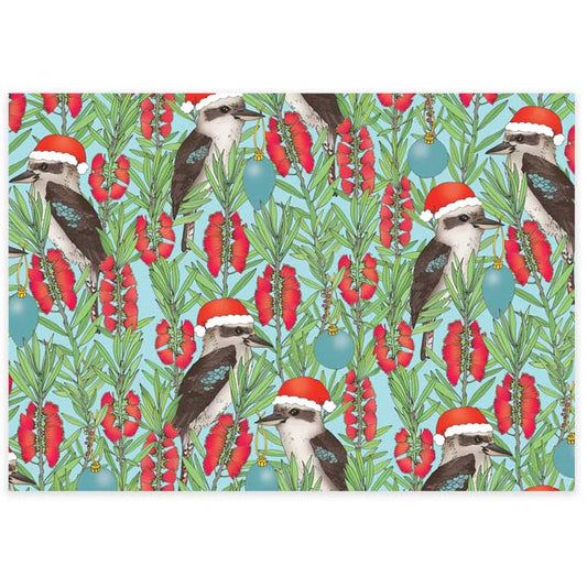 Earth Greetings Christmas Folded Wrapping Paper - Jolly Kookaburra