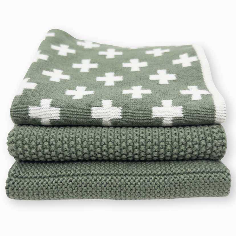 Ecovask Dish Cloth 3pc Variety Pack Organic Cotton