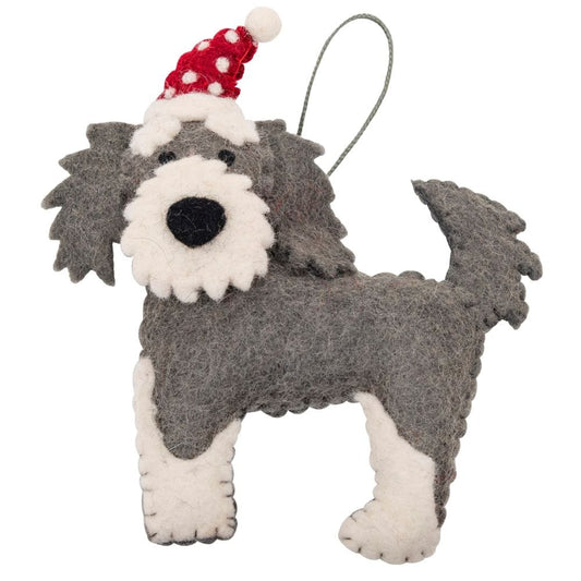 Fairtrade Felt Christmas Decoration - English Sheepdog