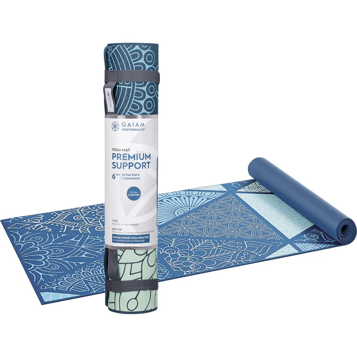 GAIAM Premium Support Yoga Mat 6mm - Sea Glass Print