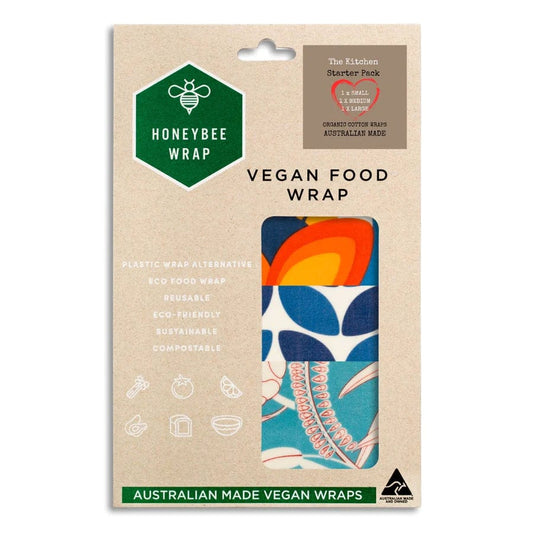 Honeybee Vegan Wax Food Wraps - 3 Pack Starter