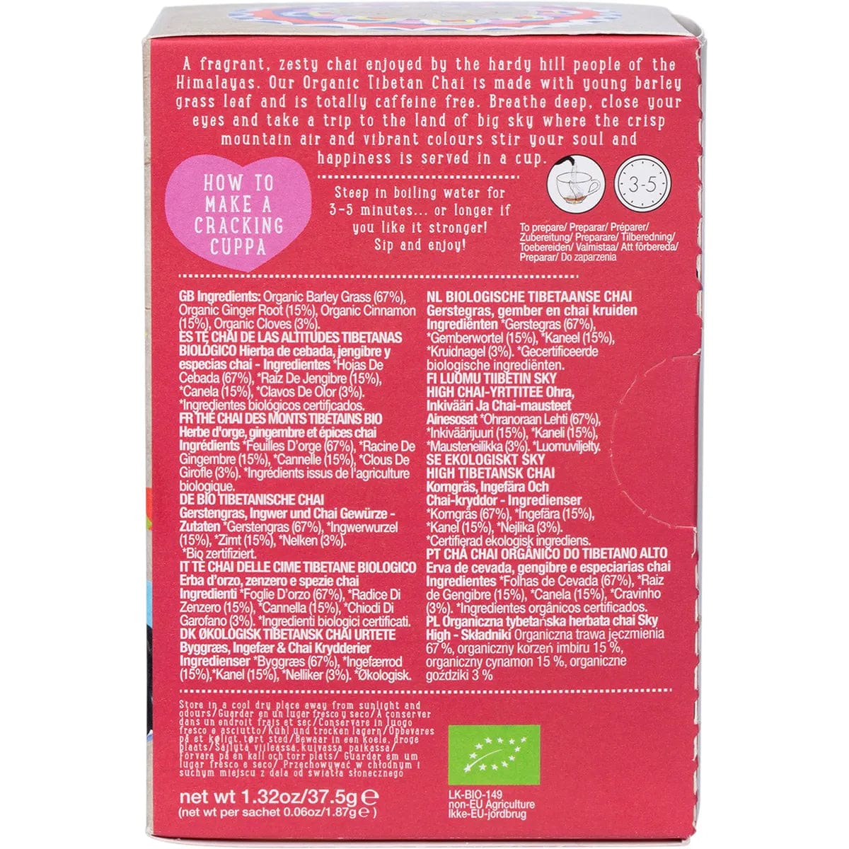 Ministry Of Tea Organic Sky High Tibetan Chai - Tea Bags 20pk