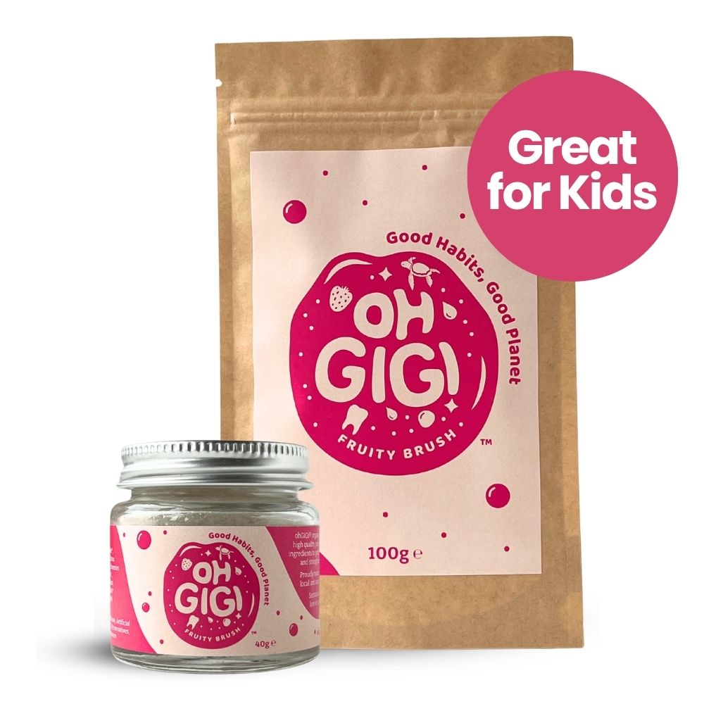 OhGiGi Organic Tooth Powder - Fruity Brush - Great for Kids