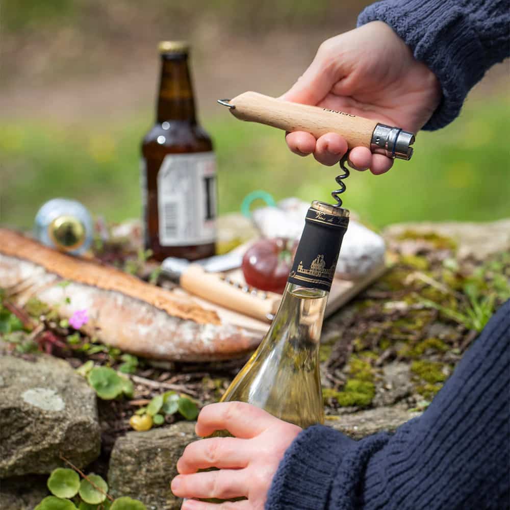 Opinel No.10 Beech Pocket Knife with Corkscrew & Bottle Opener