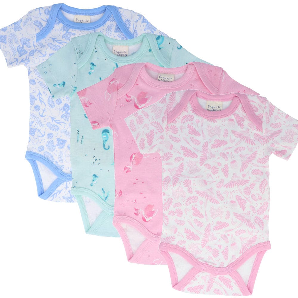 Organic Cotton Summer Baby Onesie - Underwater World Blue