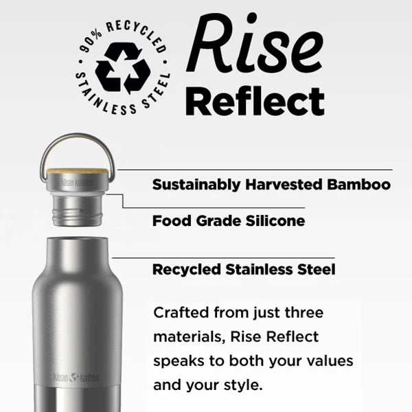 Klean Kanteen 20oz (592ml) Insulated Rise Reflect Bottle with Stainless Steel & Bamboo Lid