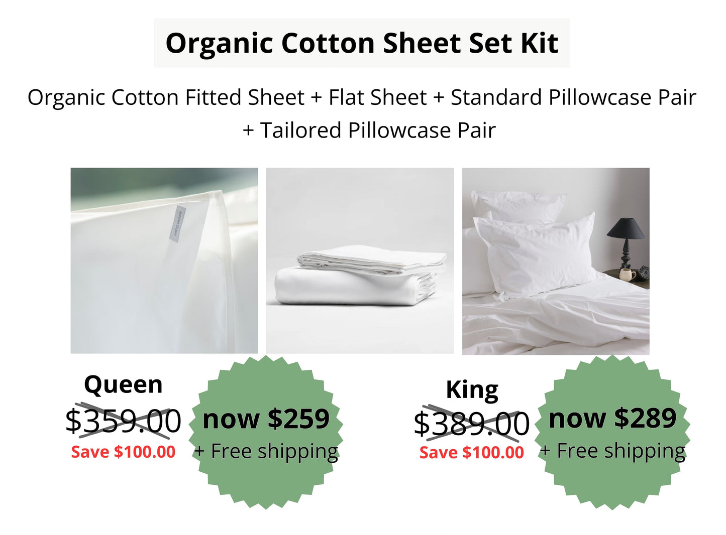 100% Organic Cotton 6 Piece Sheet Set