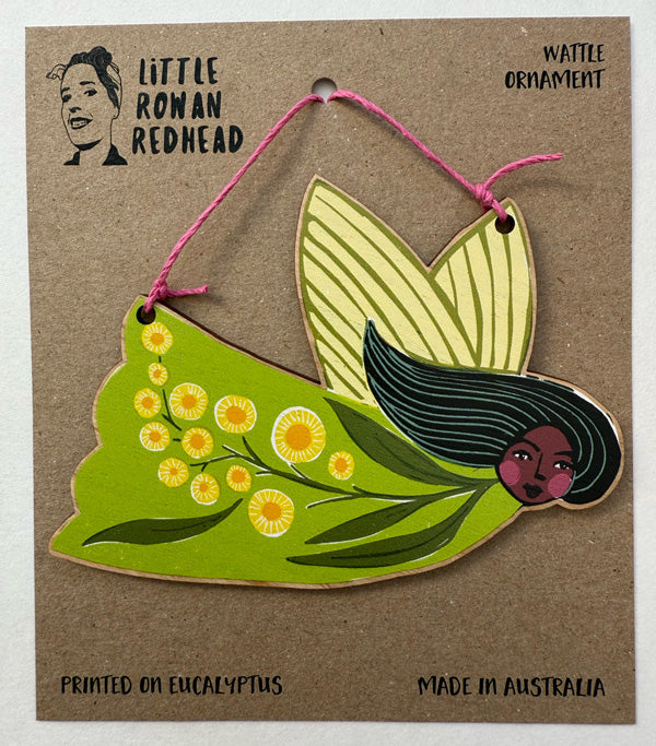 Little Rowan Redhead Wooden Christmas Ornament - Wattle