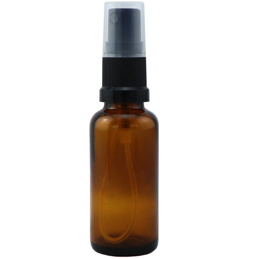 Amber Glass Bottle with Black Atomiser 30ml