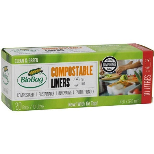 BioBag biodegradable plastic bin liners 10 litre (boxed/banded 20pk)