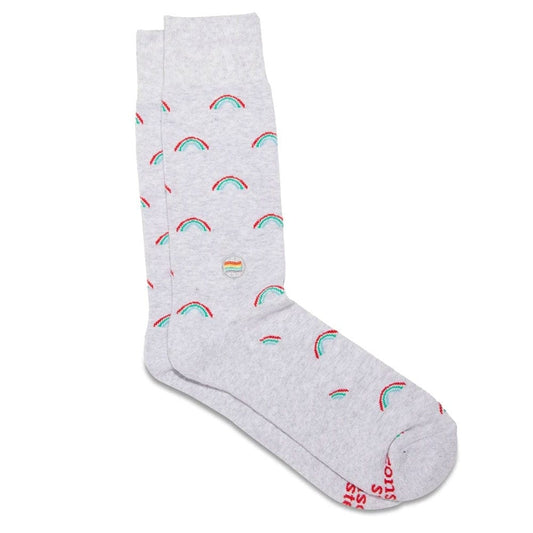 Conscious Step Socks That Save LGBTQ Lives - Grey Mini Rainbow