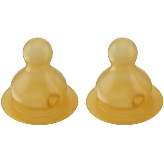 Hevea Glass Baby Bottle Natural Rubber Teats - Slow Flow 2pk