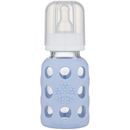 Lifefactory Glass Baby Bottle 120ml - Blanket Blue