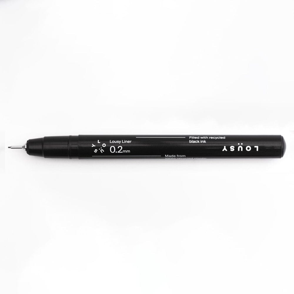 Lousy Liner Black - 100% Recycled Plastic & Printer Ink Liner Pen 0.2mm