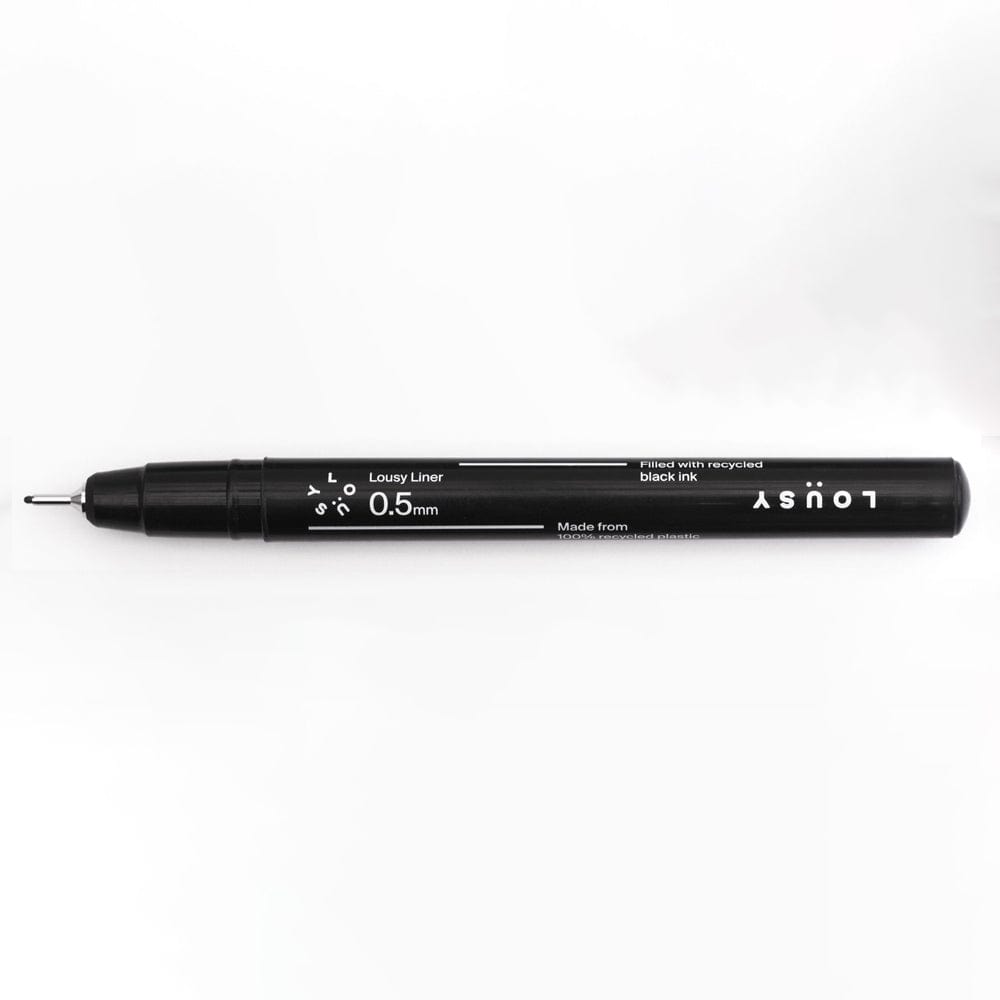Lousy Liner Black - 100% Recycled Plastic & Printer Ink Liner Pen 0.5mm