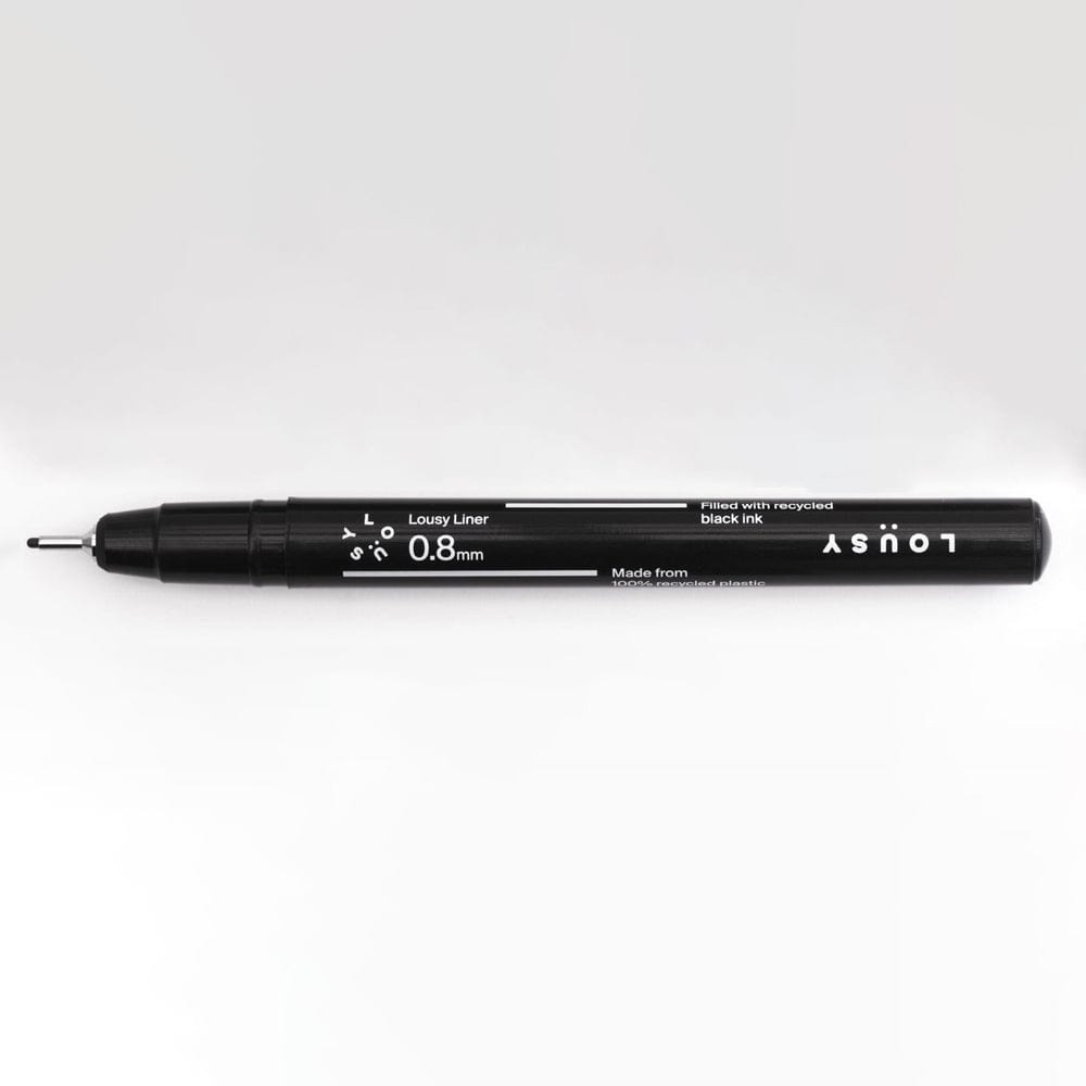 Lousy Liner Black - 100% Recycled Plastic & Printer Ink Liner Pen 0.8mm