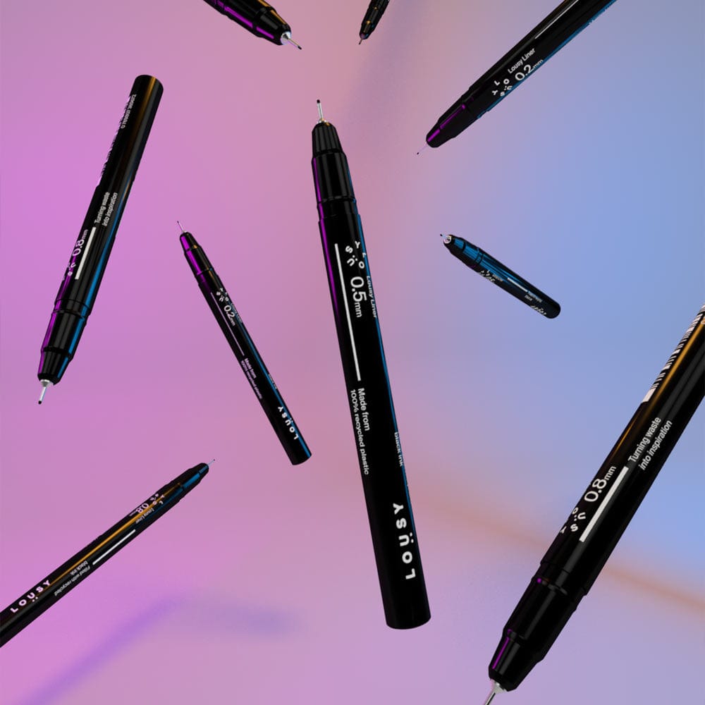 Lousy Liner Black - 100% Recycled Plastic & Printer Ink Liner Pen