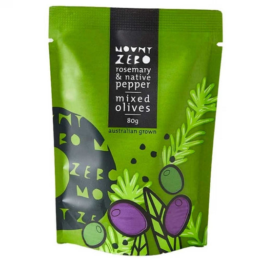 Mount Zero Olives Marinated Rosemary & Native Pepper Mixed Olives 80g