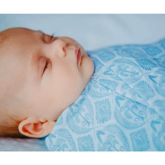 Organic Nights 100% Organic Cotton Muslin Swaddle- Blue Tropics