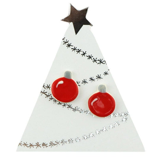 Paper Boat Press Bauble Stud Earrings - Red