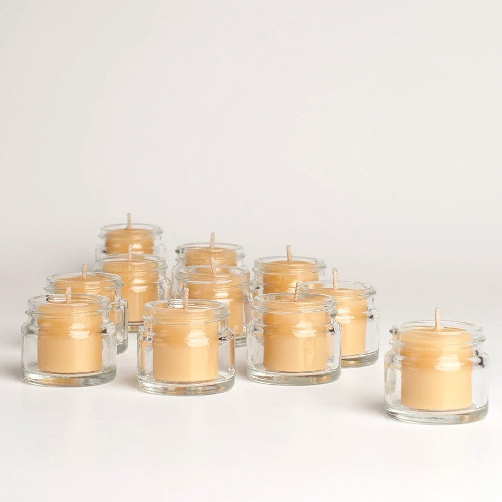 Queen B Beeswax Jam Jar Tealight Candles (Set of 8 with 2 Jars) - 4hr Burn Time