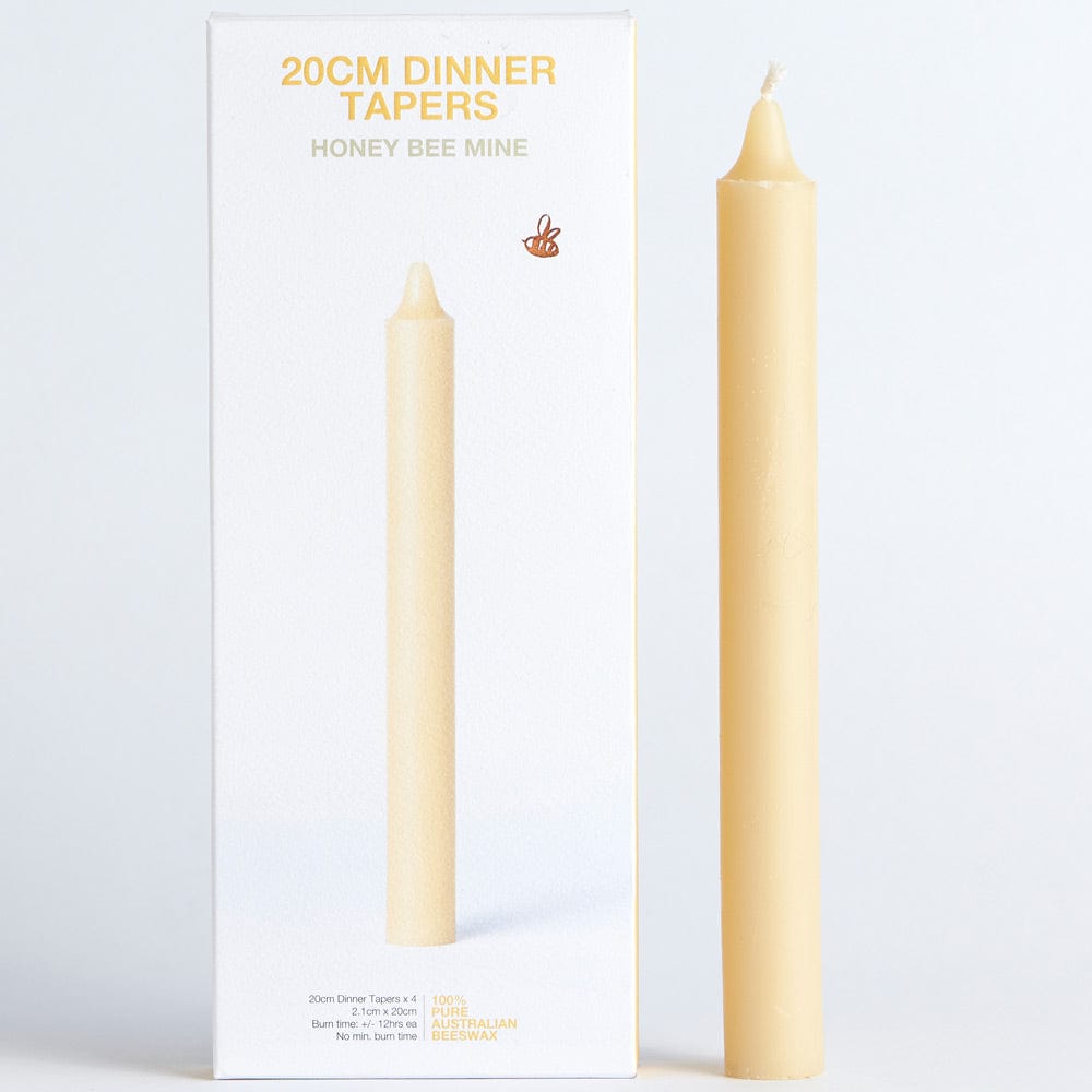 Queen B Beeswax Taper Candles (4pk) - 20cm/12hr Burn Time