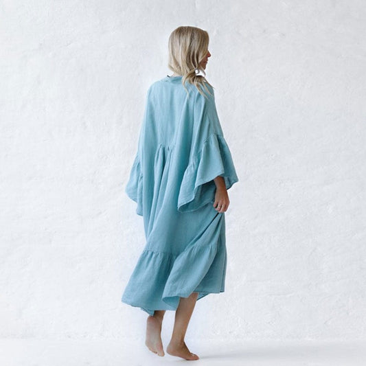 Seaside Tones Linen Sea Dress - Light Blue