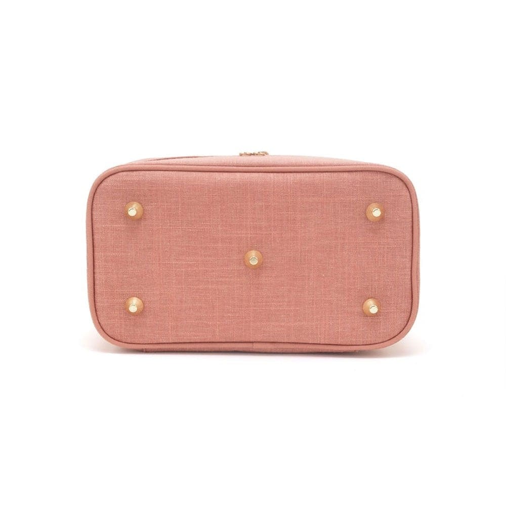 SoYoung Large Raw Linen Makeup Bag Beauty Poche - Muted Clay