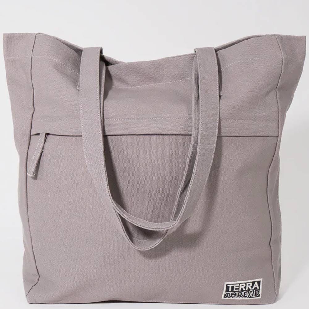 Terra Thread Organic Cotton Executive Work Tote Bag - Cloud Grey