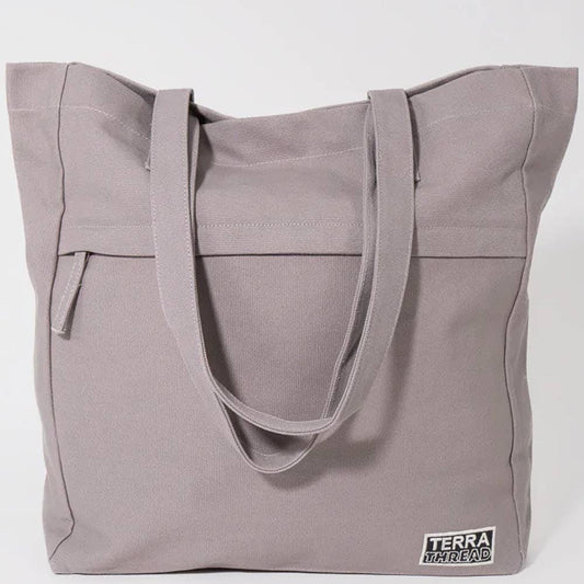 Terra Thread Organic Cotton Executive Work Tote Bag - Cloud Grey